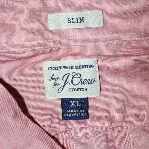 J. Crew Secret Wash Shirting Stretch Men's Pink Slim Long Sleeve Button Down XL - Picture 8 of 9